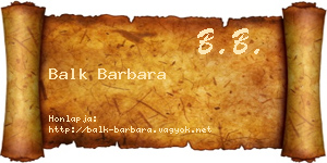 Balk Barbara névjegykártya